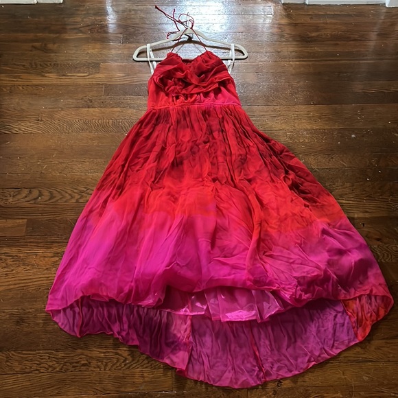 TRACY REESE Anthropologie Cascade Halter Dress Red Ombré - Picture 3 of 13